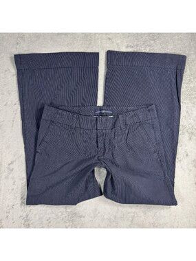 Y2K 2000s Gap Low Rise Wide Leg Ankle Trousers Sz 6 Navy Pinstriped Office Siren